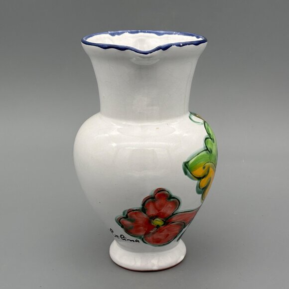 Vintage Himark Portugal Terracotta Pitcher Signed Celina with Hand-Painted Grape - Picture 4 of 10